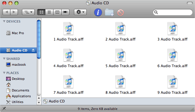 Macintosh音频CD窗口