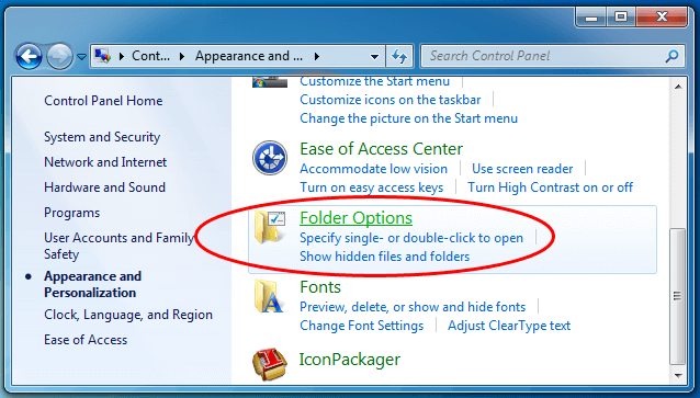 Windows 7文件夹选项