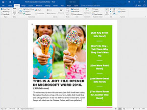 Microsoft Word 2016中的.dot文件的屏幕快照