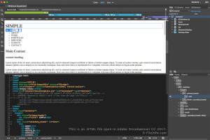 Adobe Dreamweaver CC 2017中.html文件的屏幕截图