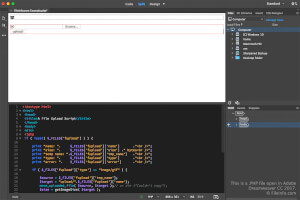 Adobe Dreamweaver CC 2017中的.php文件的屏幕截图