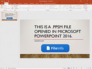 Microsoft PowerPoint 2016中的.ppsm文件的屏幕快照