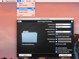 Snap Converter 3.0中的.scpresets文件的屏幕快照