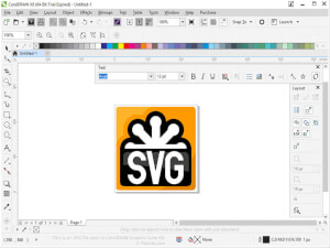 CorelDRAW Graphics Suite X8中.svg文件的屏幕截图
